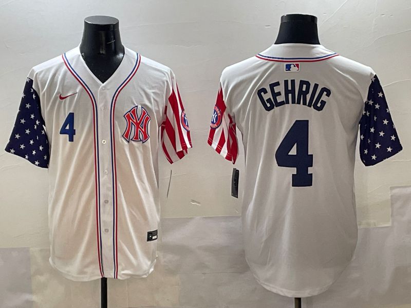Men New York Yankees 4 Gehrig White a generation of national flags Jointly Name 2025 Nike MLB Jersey style 2
